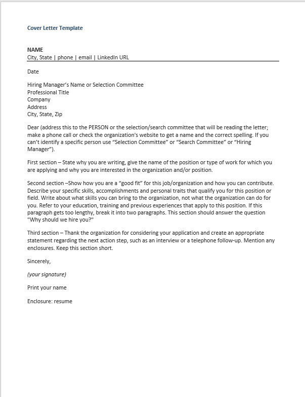 Cover Letter Template 