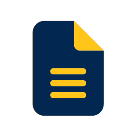 Icon of a blue piece of paper with gold lines.